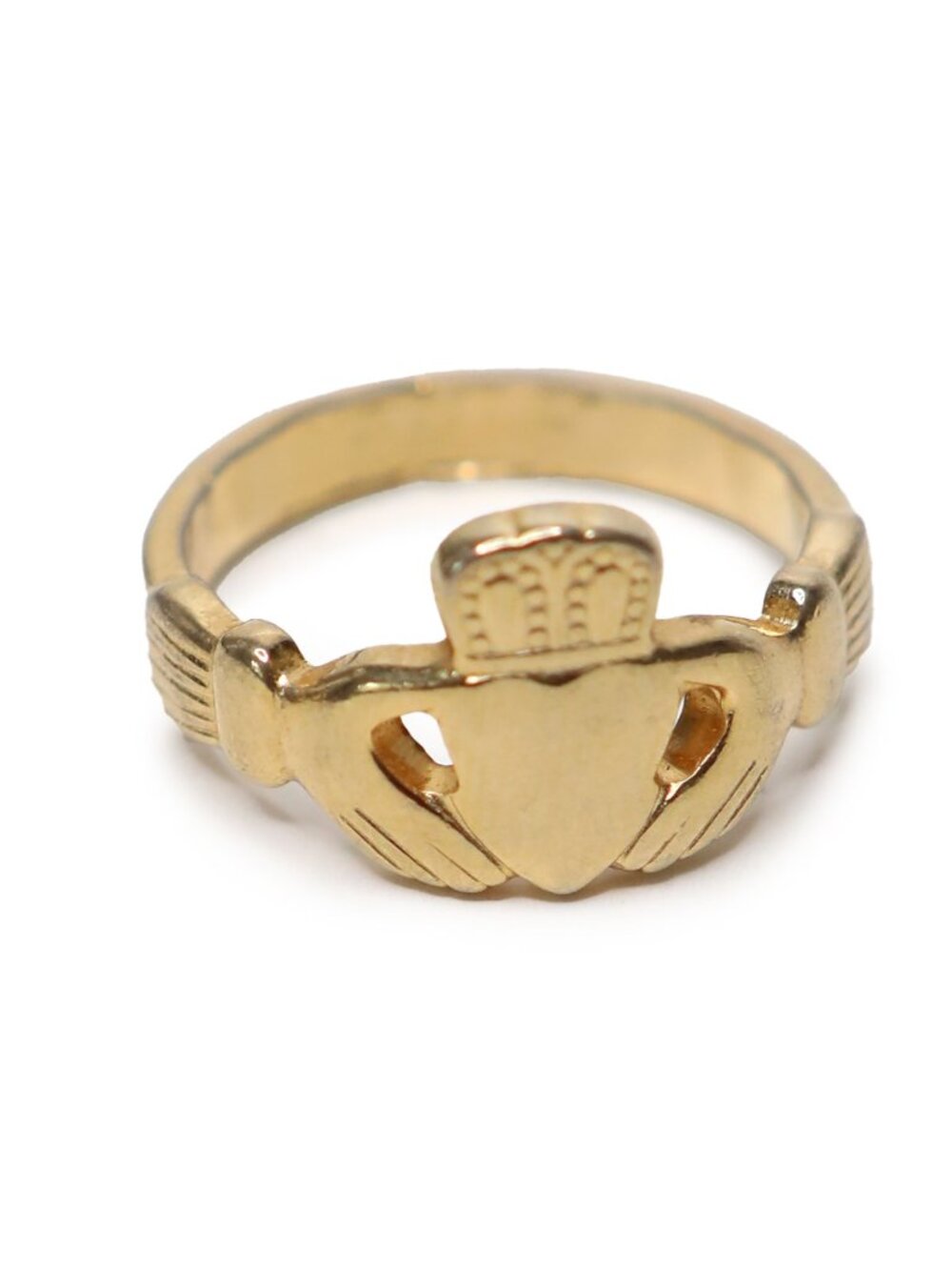 Claddagh Gold Tone Ring  Irish Crown Heart Hands Traditional Celtic Band Jewelry